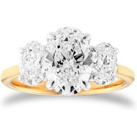 18ct Yellow Gold 3.00cttw Oval Cut Lab Grown Diamond Three Stone Engagement Ring - Ring Size P