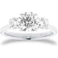 Platinum 2.00cttw Round Brilliant Cut Lab Grown Diamond Three Stone Engagement Ring - Ring Size M