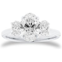 Platinum 2.00cttw Oval Cut Lab Grown Diamond Three Stone Engagement Ring - Ring Size O