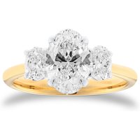 18ct Yellow Gold 2.00cttw Oval Cut Lab Grown Diamond Three Stone Engagement Ring - Ring Size J