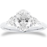 Platinum 2.00cttw Oval and Trilliant Cut Lab Grown Diamond Three Stone Engagement Ring - Ring Size K