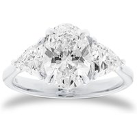 Platinum 3.00cttw Oval and Trilliant Cut Lab Grown Diamond Three Stone Engagement Ring - Ring Size I