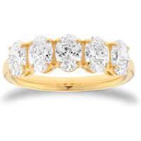 18ct Yellow Gold 2.00cttw Oval Cut Lab Grown Diamond Five Stone Ring - Ring Size K