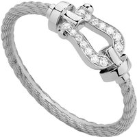 Force 10 18ct White Gold 0.05ct Diamond Cable Ring - Ring Size L