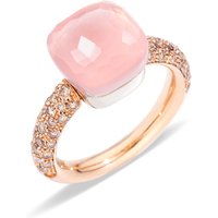 Nudo Classic 18ct Rose & White Gold Rose Quartz & 0.70ct Diamond Ring - Ring Size N