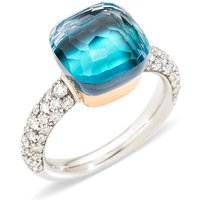 Nudo Classic 18ct White & Rose Gold Agate, Sky Blue Topaz & Diamond Ring - Ring Size L