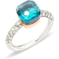 Nudo Petit 18ct White & Rose Gold Topaz & Agate 0.40ct Diamond Ring - Ring Size M