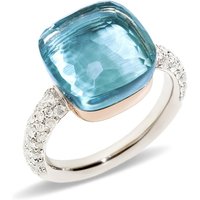 Nudo Maxi 18ct White & Rose Gold Blue Topaz & 0.70ct Diamond Ring - Ring Size M