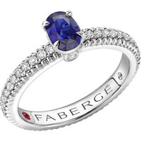 Love By Faberge 18ct White Gold Blue Sapphire Fluted ring with Diamond Shoulders - Ring Size I
