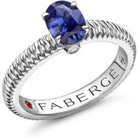 Love By Faberge 18ct White Gold Blue Sapphire Fluted Ring - Ring Size I