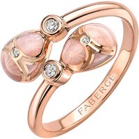 Heritage 18ct Rose Gold Diamond & Pink Enamel Crossover Ring - Ring Size Q