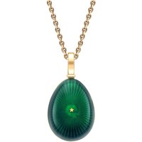 Heritage 18ct Yellow Gold Green Enamel Starburst Egg Pendant