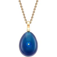 Heritage 18ct Yellow Gold Blue Enamel Starburst Egg Pendant
