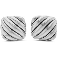 Sculpted Cable Cushion Cufflinks in Sterling Silver, 17mm