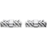 Cable Elongated Cufflinks in Sterling Silver, 22mm
