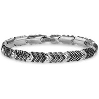 Chevron Link Bracelet In Sterling Silver With Black Diamonds, 7.6mm