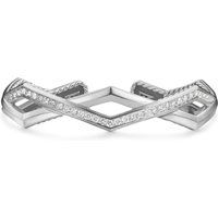 Zig Zag Stax™ Two Row Cuff Bracelet in Sterling Silver with Diamonds, 13mm - Size Medium