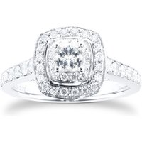 Cushion Cut 0.70 Carat Total Weight Double Halo Diamond Ring In 18 Carat White Gold - Ring Size M