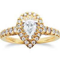 18ct Yellow Gold 1.25cttw Pear Halo Engagement Ring - Ring Size O
