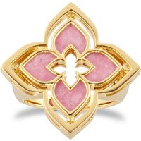 Venetian Princess 18ct Yellow Gold Rhodonite & 0.03ct Diamond Ring - Ring Size N