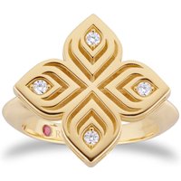 Arabesque 18ct Yellow Gold 0.09ct Diamond Ring - Ring Size N