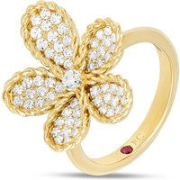 Jasmine 18ct Yellow Gold 0.65ct Pave Diamond Floral Ring - Ring Size M