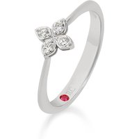 Princess Flower 18ct White Gold 0.10ct Diamond Ring - Ring Size O
