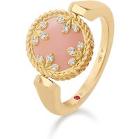 Venetian Medallions 18ct Yellow Gold 0.06ct Diamond & Mother Of Pearl Ring - Ring Size M