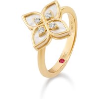 Princess Flower 18ct Yellow Gold 0.09ct Diamond & Mother Of Pearl Ring - Ring Size J