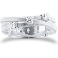 18ct White Gold Goa Collection Three Strand Diamond & Pave Ring - Ring Size K