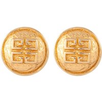 Vintage Givenchy Yellow Gold Plated Sculpted Logo Earrings Vintage Givenchy Yellow Gold Plated Sculpted Logo Earrings