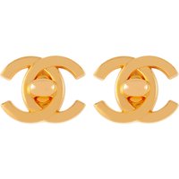 Vintage Chanel Yellow Gold Plated CC Sculpted Earrings Vintage Chanel Yellow Gold Plated CC Sculpted Earrings