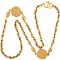 Vintage Chanel Yellow Gold Plated Medallion Necklace Vintage Chanel Yellow Gold Plated Medallion Necklace