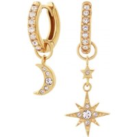 Yellow Gold Plated Celestial Gold Moon & Star Huggie Hoops at Goldsmiths Jewellery Yellow Gold Plated Celestial Gold Moon & Star Huggie Hoops.