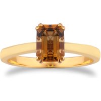 9ct Yellow Gold Emerald Cut Citrine Ring - Ring Size Y.5