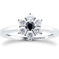 9ct White Gold Sapphire & Diamond Cluster Ring - Ring Size Q.5