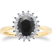 9ct Yellow & White Gold Sapphire and Diamond Cluster Ring - Ring Size M