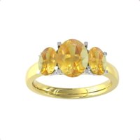 9ct Yellow and White Gold 3 Stone Citrine Ring - Ring Size S