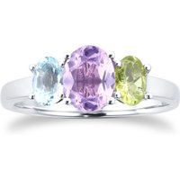 9ct White Gold 3 Stone Peridot - Ring Size F.5