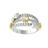 18ct Yellow & White Gold Diamond 1.81ct Diamond Bubble Ring - Ring Size E.5