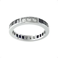 18ct White Gold Sapphire & Diamond Full Eternity Ring - Ring Size D.5