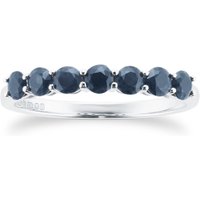 9ct White Gold 7 Stone Sapphire Half Eternity Ring - Ring Size R