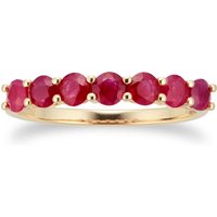 9ct Yellow Gold 7 Stone Ruby Half Eternity Ring - Ring Size H.5
