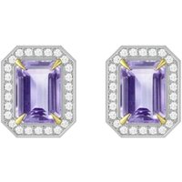 9ct Yellow and White Gold Amethyst and Diamond Halo Earring
