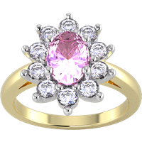 18ct Yellow and White Gold Pink Sapphire & Diamond Cluster Ring - Ring Size W.5