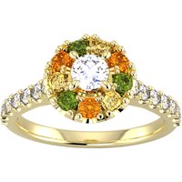18ct Yellow Gold Diamond & Yellow - Ring Size V