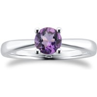 9ct White Gold 4 Claw Amethyst Ring - Ring Size X