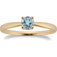 9ct Yellow Gold 4 Claw Aquamarine Ring