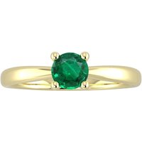 9ct Yellow Gold 4 Claw Emerald Ring - Ring Size W