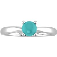 9ct White Gold 4 Claw Turquoise Ring - Ring Size C